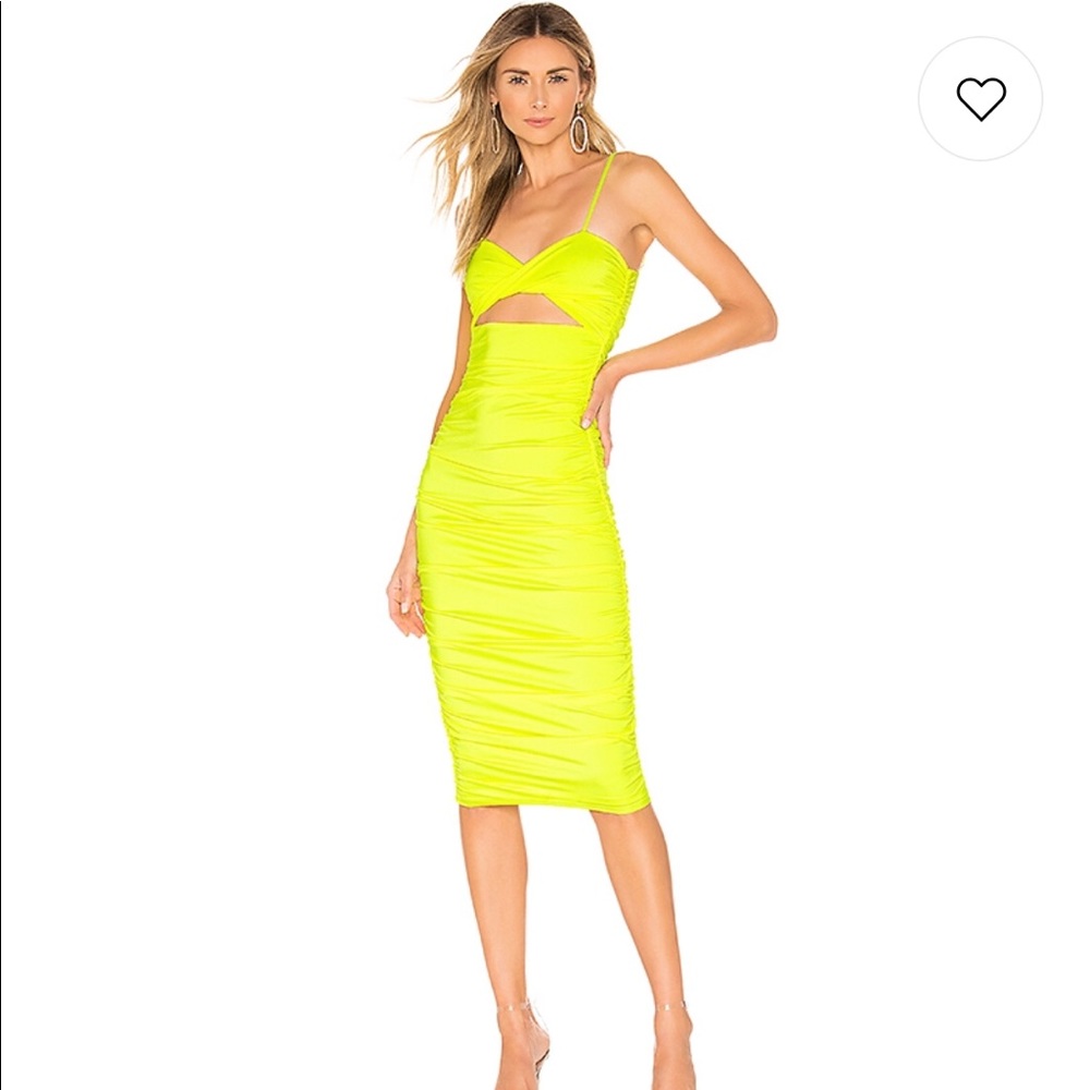 Hours Revolve Neon Yellow Midi Dress